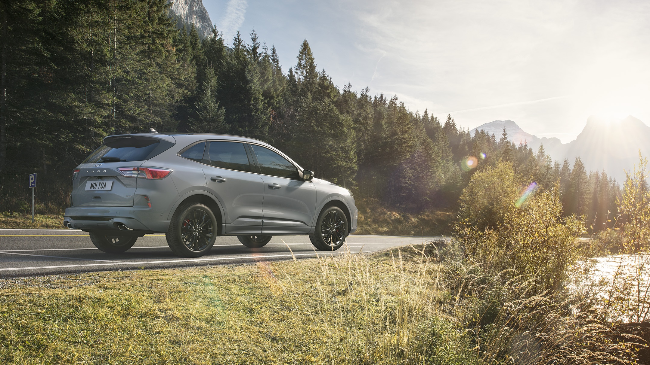 Grey Ford Kuga in the nature